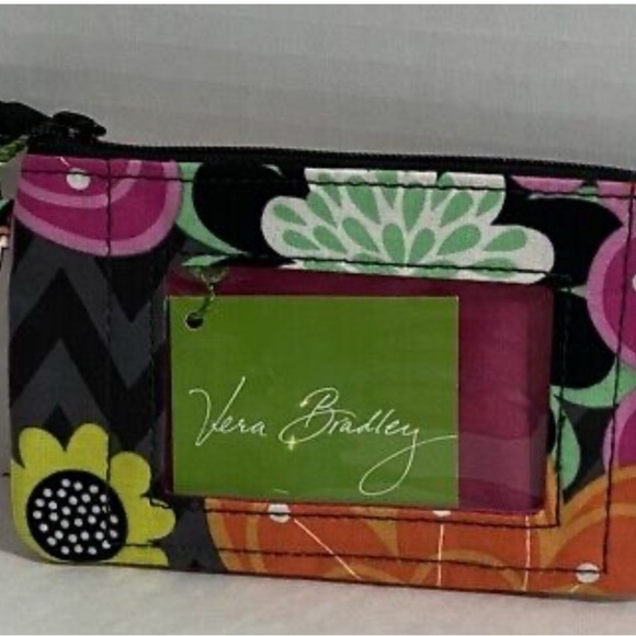 Vera Bradley Zip ID Case Holder Keychain Ziggy Zinnia - Picture 1 of 4